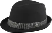 [qwmvhfg] Beanie hat， Men Women Vintage Black Wool Felt Wide Brim Fedora Hats for Striped Hat Autumn Winter Jazz Cap