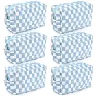 Checkered Makeup Bag Preppy Cosmetic Bag Bulk Blue Makeup Pouch Personalize T...