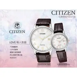 CASIO時計屋 CITIZEN星辰_手錶專賣店 BM6974-19A EW2314-15 指針情侶對錶_小牛皮錶帶_白_光動能_藍寶石玻璃鏡面