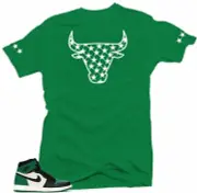 Shirt to Match Jordan Retro 1 Pine Green 2020- Bull Stars Green
