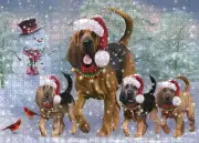 Christmas Bloodhound Dog Photo Jigsaw Interlocking 200 Pcs. Puzzle