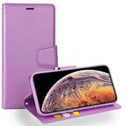 For Apple iPhone X/XS Case, Hanman Wallet Leather Flip Magnetic Stand Case Cover (Purple)