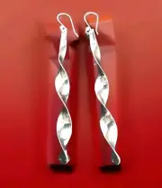 Erick's Sterling Silver Dangle Curvy Teardrop Earrings Taxco.925