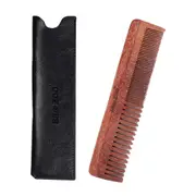 Pocket Sized Wooden Beard Comb, Anti-Static with Fine and Medium Tooth for Head Hair, Beard, Mustache Grooming
