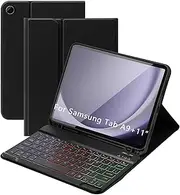 [ZAULER] for Galaxy Tab A9+ 11 inch Case with Keyboard - 7 Colors Backlit Wireless Detachable Folio Keyboard Cover with Pencil Holder for Galaxy Tab A9 Plus 11" 2023 Samsung