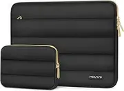 [MOSISO] 15-15.6 inch Laptop Case, 16 inch Puffy Laptop Sleeve Compatible with MacBook Pro 16, HP Dell ASUS Acer Toshiba Lenovo Notebook Computer, Polyester Horizontal Bag with Small Case, Black