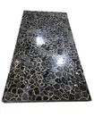 Black Agate Dining Table Top for Restaurant Rectangle Resin Reception Table