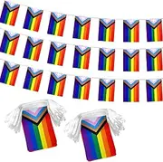 WEITBF 100 Feet Progress Rainbow Gay Pride Flag LGBT String Flags Banner Decorations,76 PCS