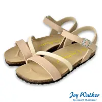 在飛比找Yahoo奇摩購物中心優惠-Joy Walker 一字雙帶 方頭 露趾 軟木涼鞋 粉膚米