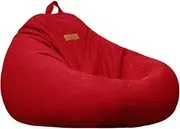 UYSOFRCV Large Bean Bag Cover, Washable Cotton Linen Solid Color Simple Design Seat Recliner Lazy Sofa Slipcover for Adults and Kids, Without Filling,Red,90×110cm