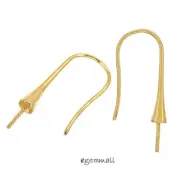 Gold Plated Sterling Silver French Hook Earring Ear Wire with Cup Pin #97824