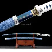 Japanese Katana High Manganese Steel Blue Blade Sword Full Tang Battle Ready.