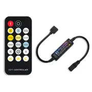 LED Controller Mini Wireless RF 17-Key Remote Control Constant Pressure Two-Color Light RGB+CCT LED Black