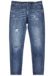 Dolce & Gabbana Distressed Slim-leg Jeans - Light Blue - 48 (IT48 / M) 48 (IT48 / M)