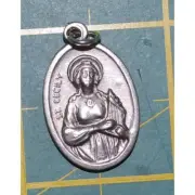 SAINT CECILY Medal Pendant, SILVER TONE, 22mm X 15mm, MADE IN ITALY