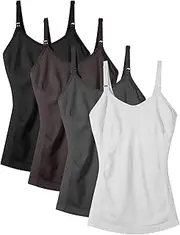 [IMFASY] Women's Maternity Nursing Tank Tops with Built in Bra for Breastfeeding Shirt 4Pack