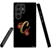 For Samsung Galaxy S23 Ultra Case Shielding Cover, Embellished Letter C