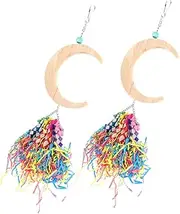 Toddmomy 2pcs Bird Swing Parrot Perch Bird Cage Bell Camping Hammock Climbing Rope Net Parakeet Stand Swing Budgie Cage Hammock Play Feeder Seagull Parakeet Wooden