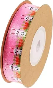 Healeved 1 Roll Easter DIY Ribbon Craft Bunny Carrot Decorative Wrapping for Present Packaging Durable for Spring Parties Festivals Yards