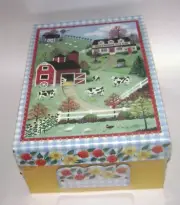 NEW Photo & Video Storage Box Continental Box Co Farm Theme Yellow & Blue