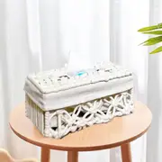 Tissue Box Woven Cotton Rope Paper Cube Organizer Container Case Holder White