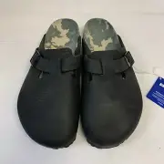 Birkenstock New w/ Box Boston Black Nubuck Camouflage Footbed Narrow Select Size