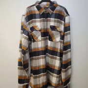 Brixton Bowery L/S Flannel Joe Blue Off White NWT Button Long Sleeve Shirt XXL