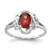 Solid 14k White Gold Simulated Garnet Ring