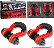 AMBULL Shackles 3/4" D Ring Shackle (2 Pack) 41,850lb Break Strength with 7/8" Pin, Anti Theft Security Screws, Isolator & Washer Kits for Use with Tow Strap Winch Truck Vehicle Recovery, Red