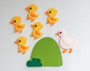 'five little duck' felt board story / puppets animal / sing / kids counting