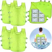 [Hicarer] 4 Pcs Cooling Vest for Men with 48 Ice Bag Adjustable Ice Vest Suit Heat Relief Cool Jacket for Hot Weather Working