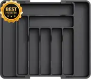 Silverware Drawer Organizer Expandable Utensil Tray Cutlery Storage Black