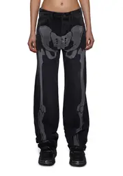 [Trickz N' Treatz] Don't Panic Skeleton Denim Jeans
