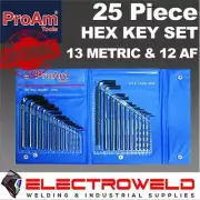 KC TOOLS ProAm 25 Piece Hex / Allen Key Set Metric Imperial Long Arm SAE Wrench