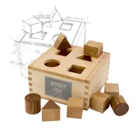 在飛比找momo購物網優惠-【Wooden Story】形狀配對箱(自然木頭色)