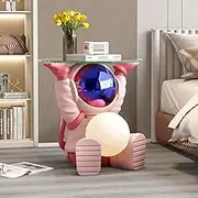 Coffee Tables with Tempered Glass Tabletop, Side End Table for Couch, 47 * 47 * 46cm Nesting Tables Night Stand Sofa Table, Hollow Structure (Color : Pink)