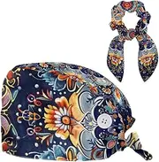 [YTYVAGT] Scrub Caps Women,Scrub Hats Suitable for Women,Ethnic Colored Flower Mandala