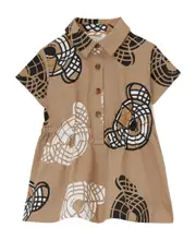 Burberry Kids Thomas Bear Printed Bloomers Dress 6M,3M Brown