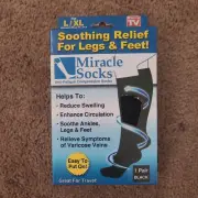 As Seen On Tv - Miracle Socks Anit-Fatigue Compression Black Socks Unisex - L/XL