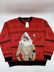 SSLR Men's Crew Neck Pullover Ugly Christmas Sweater Size 2XL Buff Santa NWT