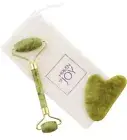 Heaven of Joy Natural Green Jade Stone Roller & Anti Aging Gua Sha Set