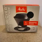Melitta 1 Cup Pour Over Coffee Brewer Brewing Cone Black Part# 109352 NEW IN BOX