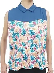 Admiral GOLF(アドミラルゴルフ) ADLA326 Women's Golf Shirt, Leaf Print, Tuck Sleeveless Shirt