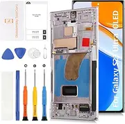 [Olivechard] for Samsung Galaxy S23 Ultra 5G S918 6.78" OLED LCD +Lavender Frame (Not OEM 6.8”) LCD Screen Display Replacement Touch Digitizer Assembly Kit S918B S918U S918W S918U1