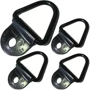 D Rings Tie Down Anchors Hooks for Trailer Truck Bed Bracket Enclosed Points Pickup Camper Surface Mount D-Ring Heavy Duty 1/4" (6/12) Pack 4 Pack Black V Ring
