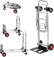 2-in-1 Convertible Hand Truck and Platform Cart, 181 kg Capacity, Aluminium Frame, Rubber Wheels
