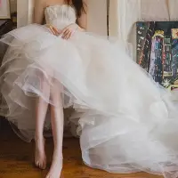 在飛比找Yahoo!奇摩拍賣優惠-艾琳婚紗禮服~060706-4婚纱禮服新娘公主抹胸森系旅拍前