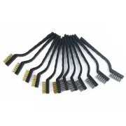 12X Wire Brush Set Small Long Steel Brass Nylon Metal Rust Paint Remover Clean
