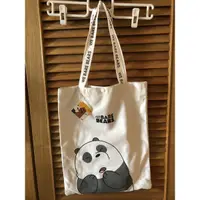 在飛比找蝦皮購物優惠-miniso 熊熊遇見你 we bare BEARS 帆布袋