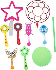 ERINGOGO 9Pcs Colorful Bubble Wand Set Fun Outdoor Bubbles Maker for Vibrant Bubble Blowers with Various Shapes for Activities